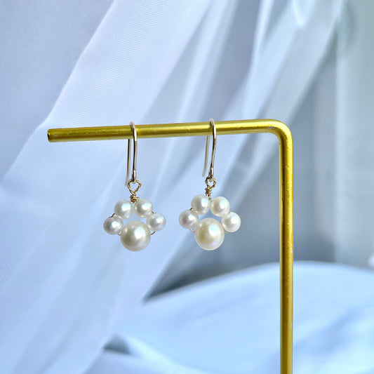 Paw Prints Pearl Earrings