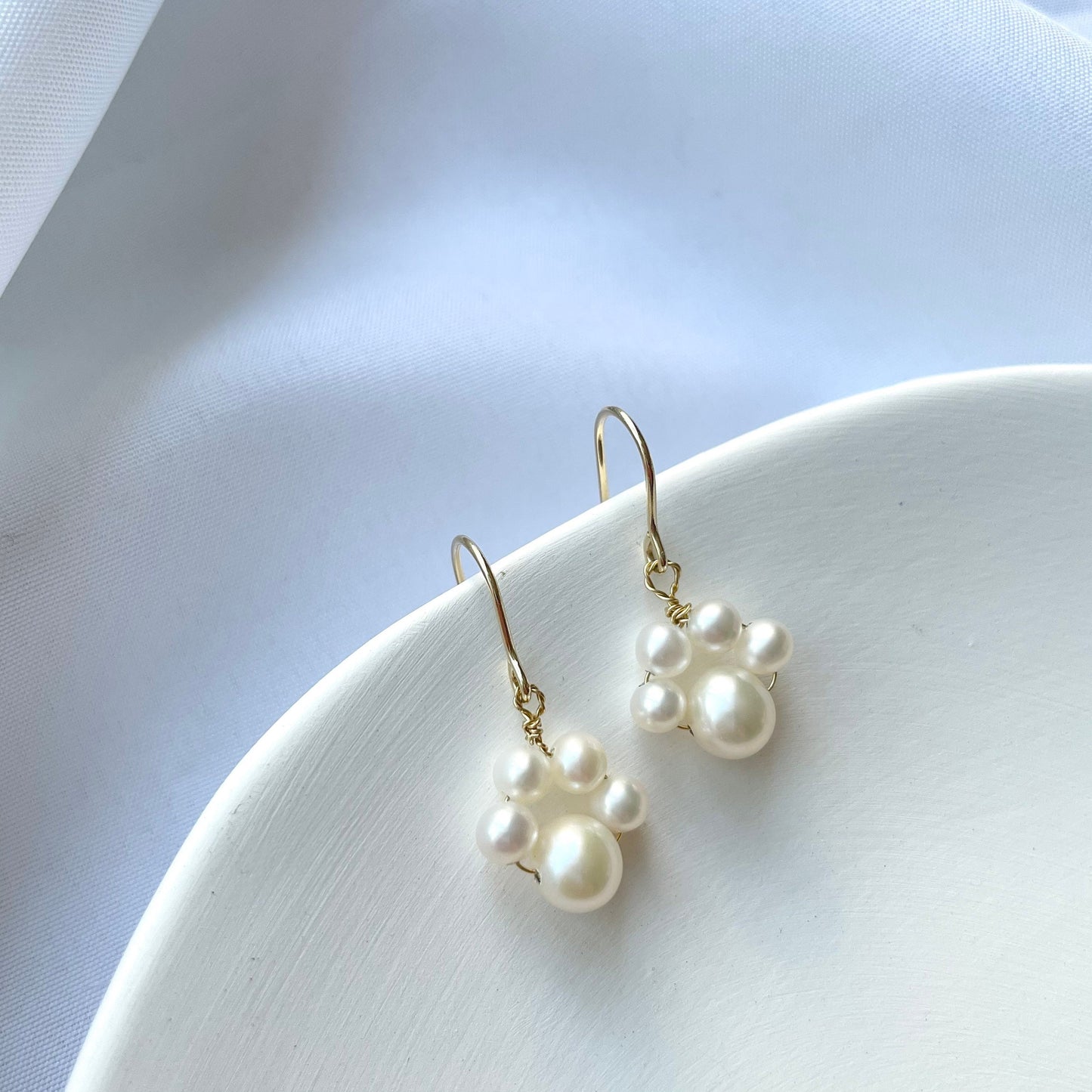 Paw Prints Pearl Earrings